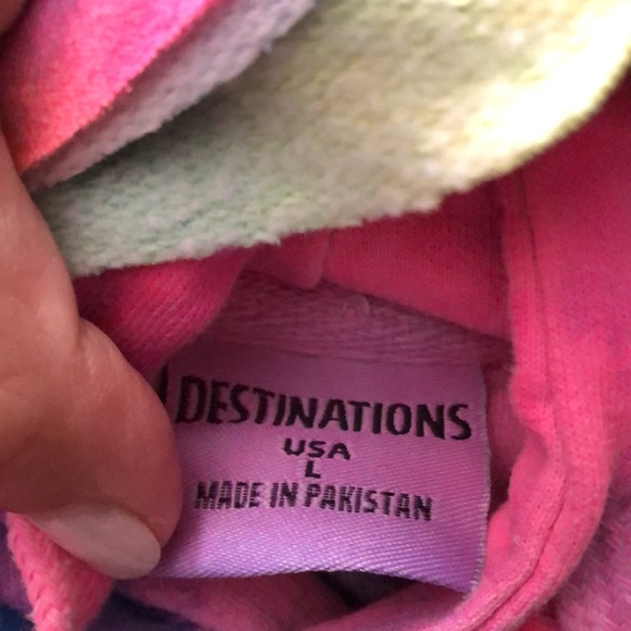 Las Vegas tie-dye crop distressed pullover hoodie with gold grommet detail - Picture 6 of 6